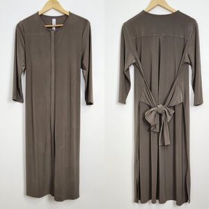 MarlaWynne Longsleeve Shirt Dress Bow Comfort Lagenlook Taupe Coastal Cowgirl